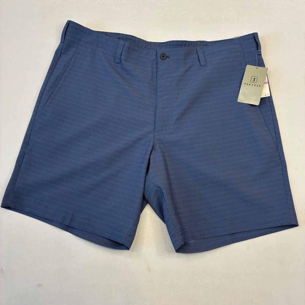 New PGA TOUR Golf Shorts Mens 38 Blue Indigo Chevron Textured UPF 50 PVBSF0C5RS